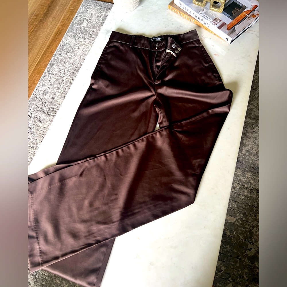 ZARA brown satin pants
